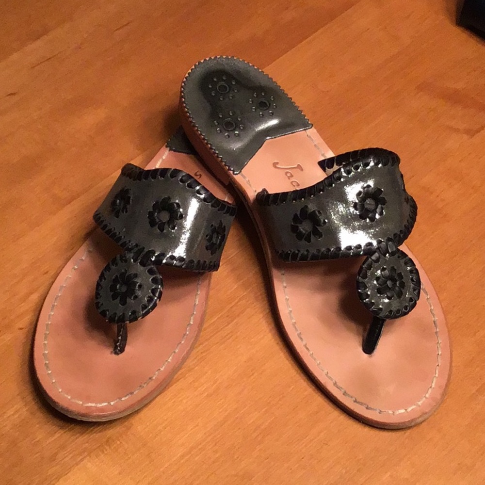 Jack Rogers black and silver sandals